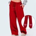 thumbnail image 2 of LUOGENLI Pantalon Décontracté pour Femme Pantalon Décontracté pour Femme à Jambe Grand avec Nœud Imprimé Pantalon Coupe Décontractée Pantalon de Sport Pantalon Décontracté pour Femme Coupe Décontractée Pantalon Décontracté pour Femme Rouge P, 2 of 7
