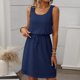 thumbnail image 2 of Sexy Vestido Casual para las Mujeres, Moda Casual Cuello Redondo sin Mangas de Cordón de Color Sólido para el Verano Y la Fiesta, 2 of 8