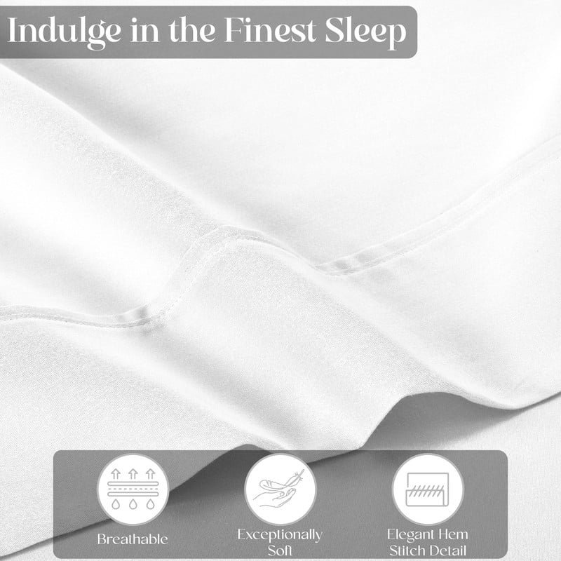 Superior 4-Piece 1400-1500 Thread Count White Sheet Set, Queen