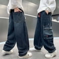 thumbnail image 4 of Shadoumai Boys Casual Denim Pants Straight Leg Cargo Trousers With Wide Leg Design For And Autumn Seasons Comfortable Long Pants For Big Kids And Teenagers, 4 of 8