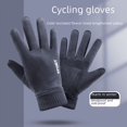 thumbnail image 3 of Guantes de gamuza para hombre, otoño e invierno, resistentes al viento, a prueba de frío, finos, cálidos, con pantalla táctil, forro polar grueso para montar en motocicleta, 3 of 6