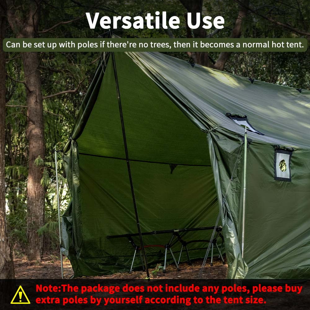 Waldmate 4-Person Hammock Hot Tents for Camping with Stove Jack and Snow Skirt(Green)