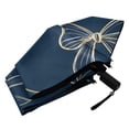 thumbnail image 5 of Light Yellow Bows Blue Background All Weather Umbrella Triple Folding Parasol 6 Ribs UV Protection Portable, 5 of 8