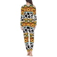 thumbnail image 3 of SCRAWLGOD Aztec Ethnic Women's Cow Print Pajamas for Women Sleepwear Long Sleeve Size 2XL Crewneck Ladies 2 Piece Outfits Lightweight Graphic Pjs Fall, 3 of 6