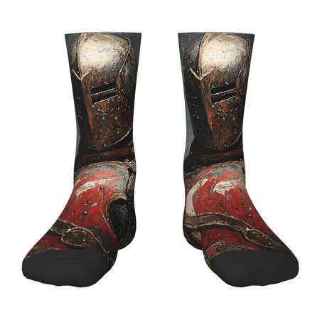 Kids Crew Socks Novelty Casual Funny Socks for 6-10 Years Old Knight Painting Vintage