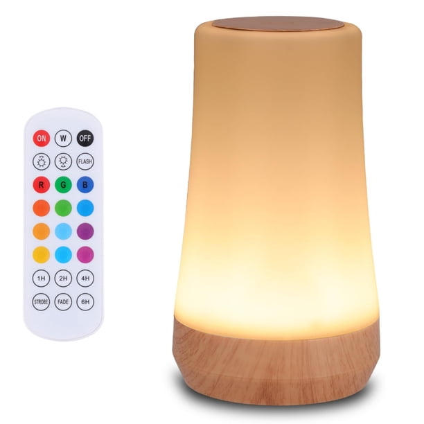 Lámpara de escritorio recargable USB táctil junto a la cama, luz regulable con control remoto con cambio de color RGB, lámpara portátil para bebé