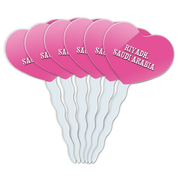 Riyadh Saudi Arabia Heart Love Cupcake Picks Toppers - Set of 6