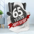 thumbnail image 4 of 65th Birthday Soft Flannel Fleece Throw Blanket, Classical Vintage Emblem with 65 Years Old Theme Happiness, Cozy Plush for Indoor and Outdoor Use, 60" x 80", Red Grey White, by Ambesonne, 4 of 5