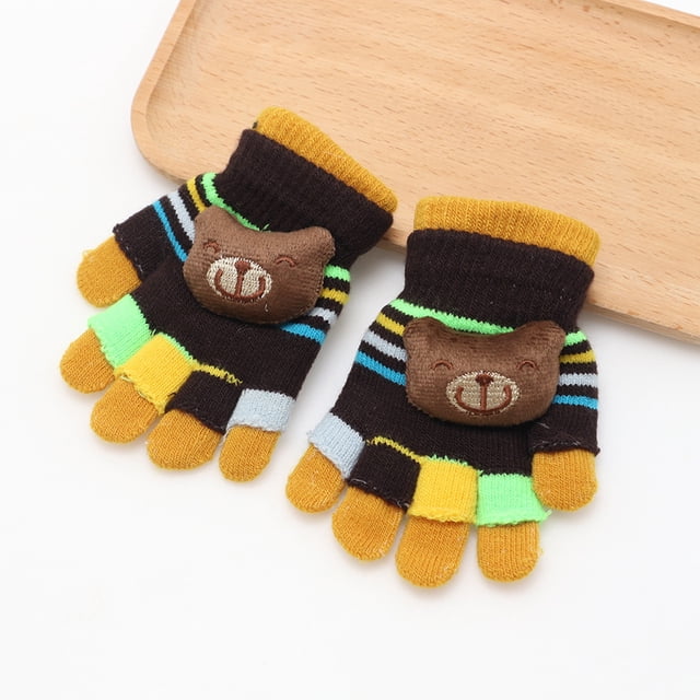 Guantes de invierno para niños, cálidos, de princesa, para niñas, de cinco dedos, cálidos, con forro polar, bonitos, para niños y niñas, de lana para bebés