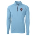 thumbnail image 2 of Men's-Cutter & Buck  Sky Blue Colorado Rapids Adapt Eco Knit Stretch Recycled Raglan Quarter-Zip Pullover Top, 2 of 3