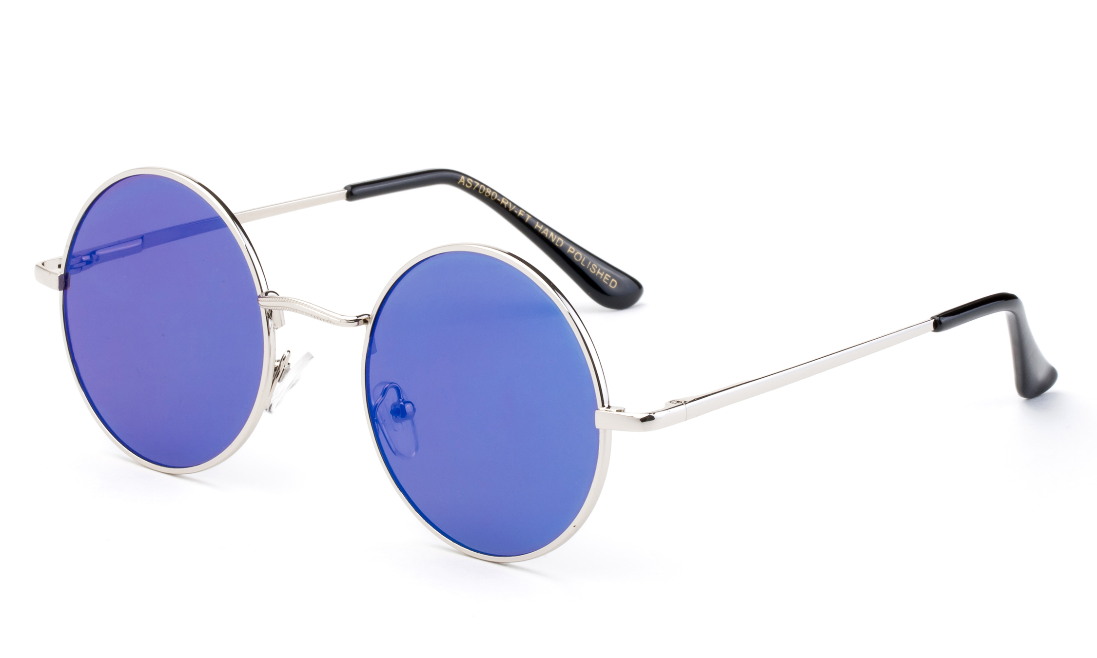Newbee Fashion Steam Punk Metal Classic Round John Lennon Inspired Flash Mirrored Flat Lenses Hippy 60's Sunglasses Retro - image 1 of 2