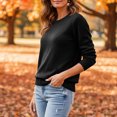 thumbnail image 5 of Huankd Womens Sweaters Crew Neck Long Sleeve Tops Knit Soft Pullover Sweaters Cozy Dressy Casual Shirts Fashion Clothing Black L, 5 of 5