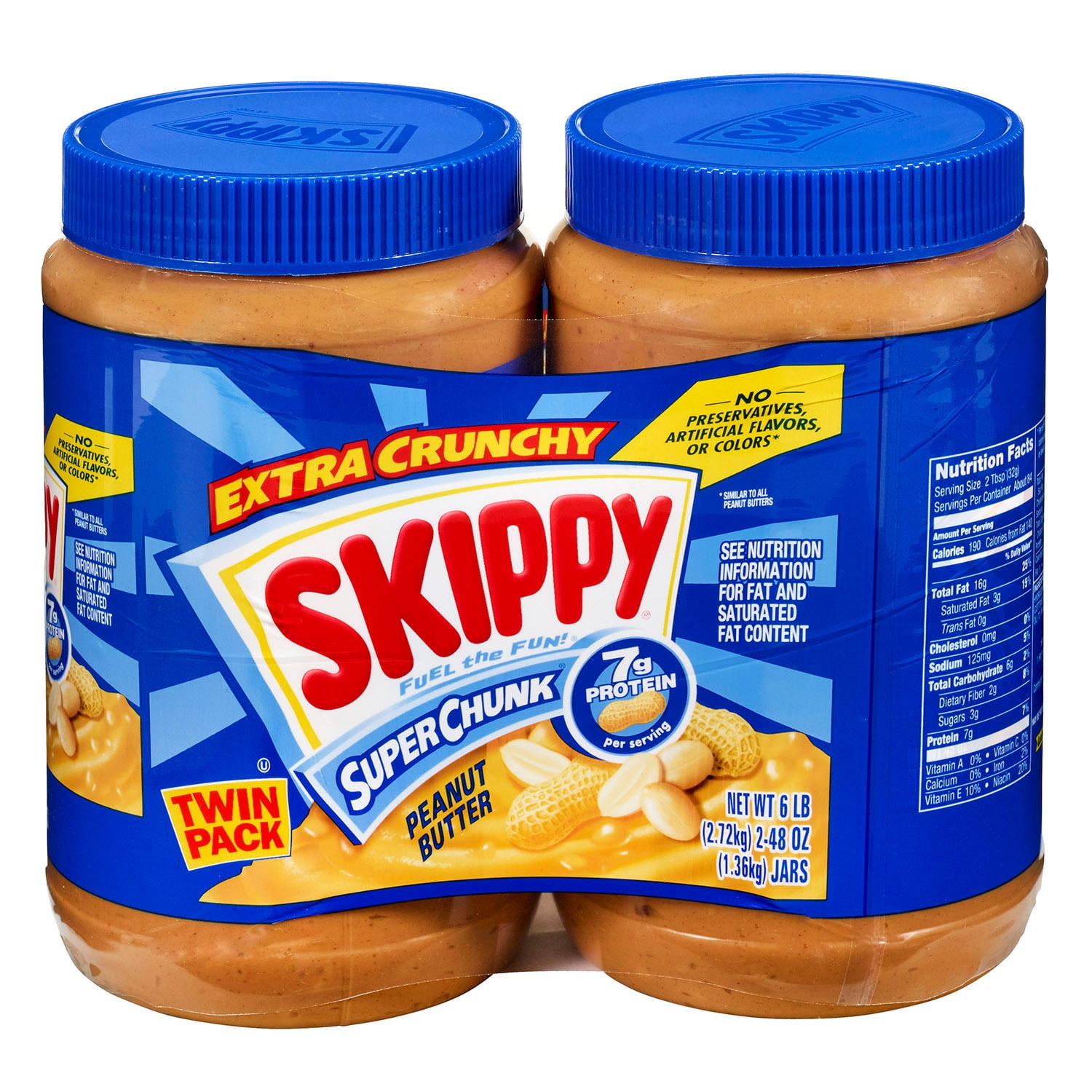 Skippy Extra Crunchy Peanut Butter, 48 oz, (Pack of 2)
