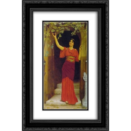 John William Godward 2x Matted 16x24 Black Ornate Framed Art Print 'Young Girl Picking Grapes'