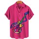 thumbnail image 2 of Camisas Vaqueras Para Hombre Manga Corta Casual Hombres Solapa Estampado Manga Corta Puños Botón Puerto Estilo Floral Camisa Sand Beach Hawaiianss Summer Top (Hot Pink, L), 2 of 3
