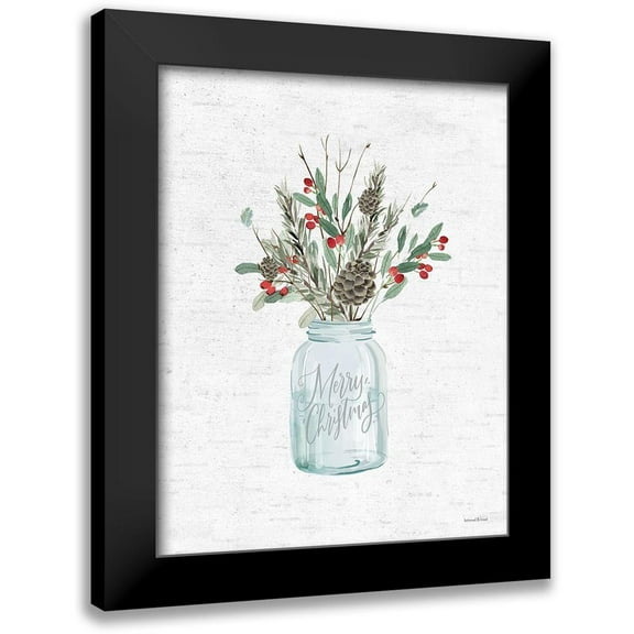 Lettered and Lined 12x14 Black Modern Framed Museum Art Print Titled - Christmas Greenery Gathering