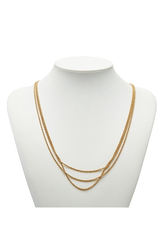 Pre-Owned Christian Dior Triple Chain Long Necklace, Gold Plated, Women's