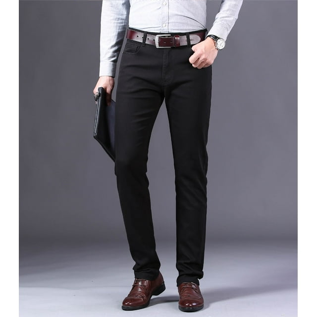 REDHOTYPE Jean Classique pour Homme Affaires Décontracté Droit Denim Extensible Pantalon