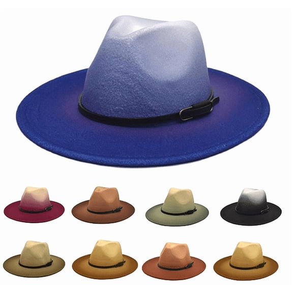Yoyauz Gradient Woolen Top Hats, Vintage Wide Brim, Warm Wool Fedora Belt, Panama Hats, Felt Jazz Hats