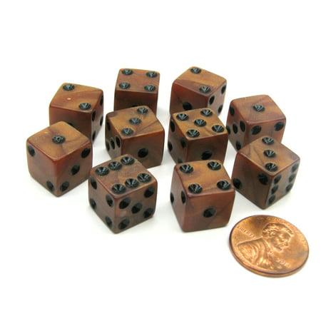 Koplow Games Set of 10 D6 12mm Olympic Pearlized Dice - Bronze with Black Pips (Best Beer Olympic Games)