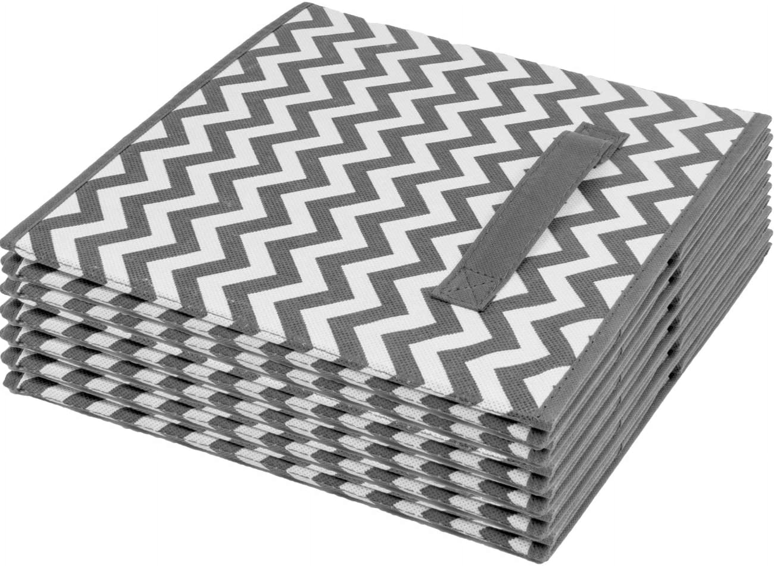 Sorbus Foldable Fabric Cube Storage Basket Bins for Adults and Children (Chevron Gray/White, 6-Pack)