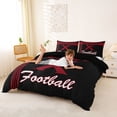 thumbnail image 3 of jejeloiu Sport Theme Queen Duvet Cover Set For Football Boys,Red Black Monogram X Letter Bedding For Kids,Black Reversible,3 Pieces(No Comforter), 3 of 6