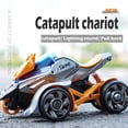 thumbnail image 4 of Pull Back Motorcycle Toy Boy Gift Pull Back Vehicles Cars Launcher Toy with Music Light Ejection Die-Cast Launching Catapult 2 in 1 Motorcycle Chariot - White, 4 of 6