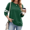 thumbnail image 2 of MOSHU Crewneck Sweatshirts for Women Striped Long Sleeve Shirts Fashion Fall Womens Sweatshirts Casual Fall Pullover Tops, 2 of 9