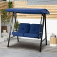 thumbnail image 2 of AECOJOY 2 Persons Outdoor Patio Canopy Steel Porch Swing Chair-Dark Blue, 2 of 8