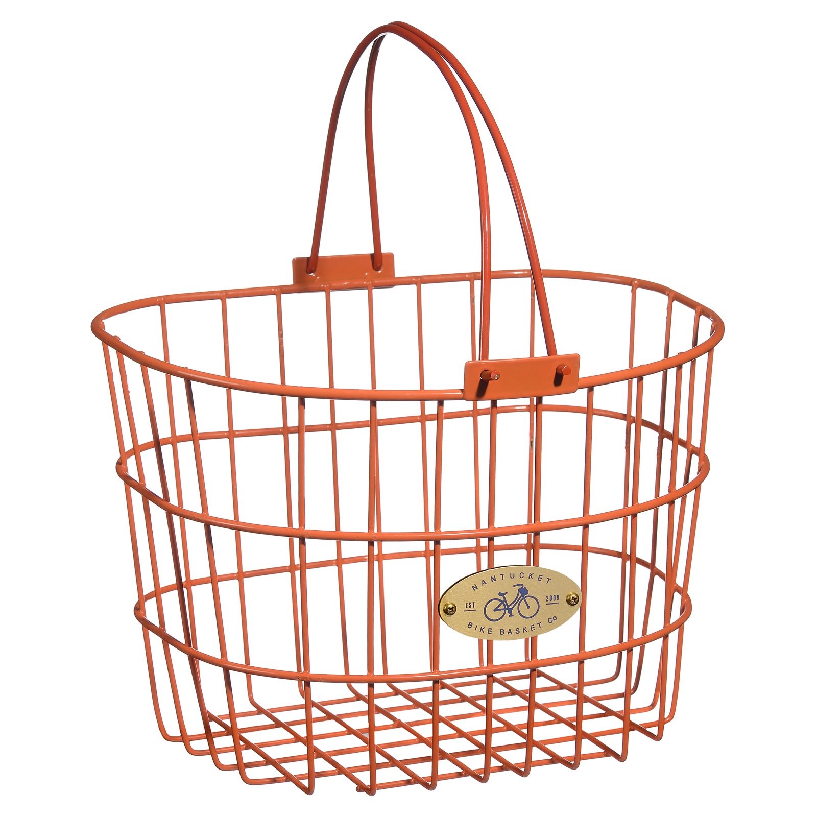 Nantucket Bicycle Basket Co. Surfside Adult Wire DShape Basket, Orange