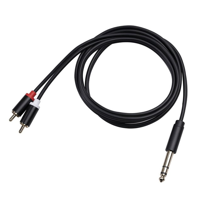 TISHITA 1 PC 6.35 mm to 2RCA Cable RCA Cable Stereo Audio Cable for Mixer Amplifier 1.5M