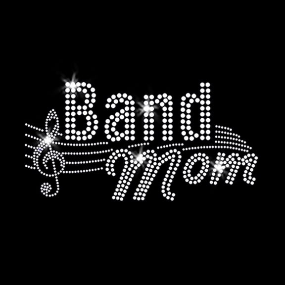 Band Mom Iron-on Clear Rhinestone Transfer by JCS Rhinestones