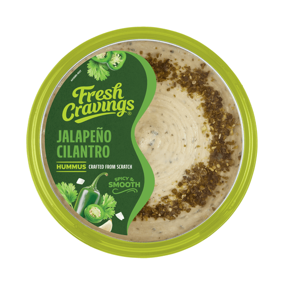 Fresh Cravings Jalapeno Cilantro Hummus,10oz. Plastic Tub, Gluten-Free, Dairy-Free, 2 Tbsp (32g), Contains: Sesame