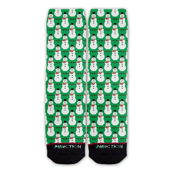 Function - 8-Bit Snowman Pattern Green Fashion Sock
