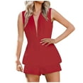thumbnail image 2 of Tejiojio Active Women's Summer Clearance Women Fashion Solid Sleeveless Loose Short V-Neck Button Playsuits Rompers Jumpsuit, 2 of 9