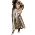thumbnail image 3 of Skirts for Women High Waist Skirt Elegant Midi Skirt Satin Khaki S, 3 of 9