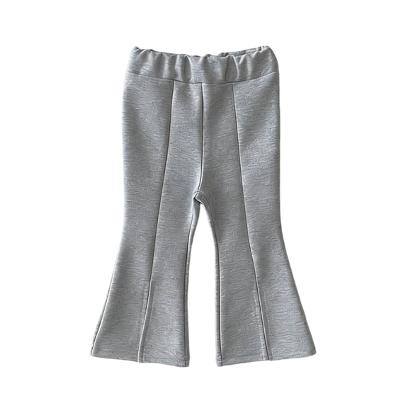 RUTAYY Children Girls Flared Pants Solid Color Elastic Waist with Front Slit Design Trendy Classic Trousers
