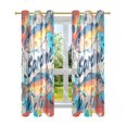 thumbnail image 7 of Yayeee Window Curtains Set of 2 for Living Room Light Filtering 63"x52", Yellow Sardines Pattern, 7 of 7