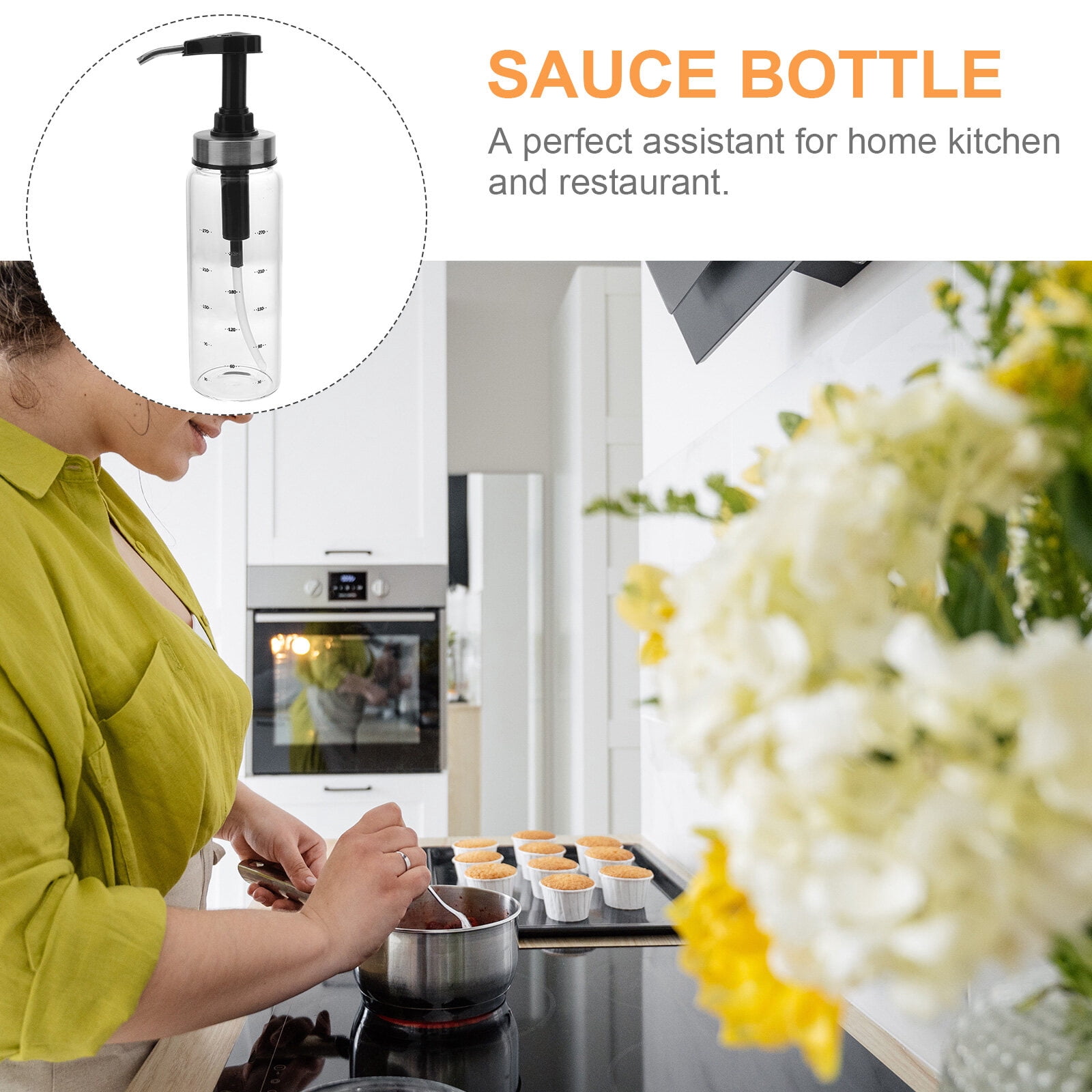 Sipeihong Honey Pump Bottle Syrup Dispenser Ketchup Squeeze BBQ Oil Container Black