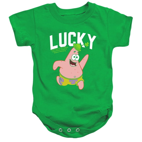 Spongebob Squarepants St. Patrick's Day Lucky Patrick Unisex Infant Snap Suit for Baby (6 Months) Kelly Green