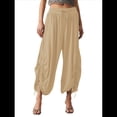 thumbnail image 3 of Pantalones Harén para Mujer, Pantalones de Estar por Casa con Dos Bolsillos Albaricoque M, 3 of 8