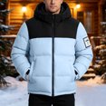 thumbnail image 2 of QQZ Color Block Padded Hooded Zip Up Puffer Jacket Men, Zip Up Sweatshirt Men, Fall Winter Travel Business Casual Ski Outdoor Daily Outfits, 2 of 7
