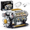 thumbnail image 1 of V8 Engine Building Kit That Runs, Build Your Own MOC Mini V8 Engine Model Toy for Adults, Compatible with Car Set, STEM Building Project for Teens & Kids Boys 8-14 (703 PCS), 1 of 8