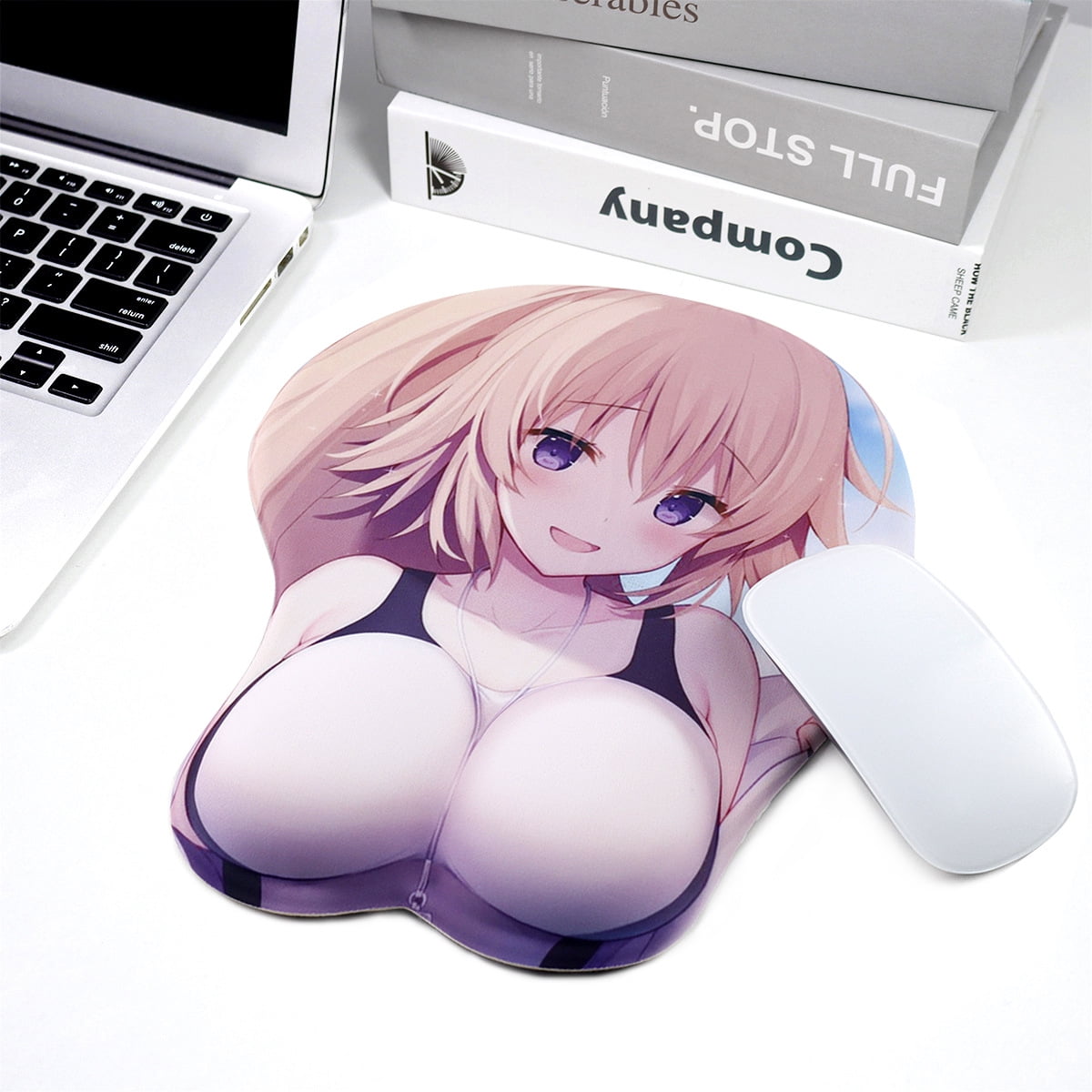 3D Mouse Pad with Wrist Rest 12x10 inches Breast Boob Gaming Final Fantasy,  Funny Gifts 