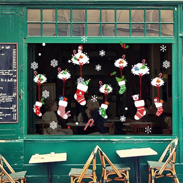 Pegatinas navideñas para ventana, decoración navideña para el hogar, pegatina de pared, regalo de Año Nuevo, Navidad