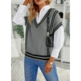 thumbnail image 7 of Asyoly Women Fall Sweater Vest V Neck Cable Knitted Oversized Sleeveless Pullovers Jumper, 7 of 7