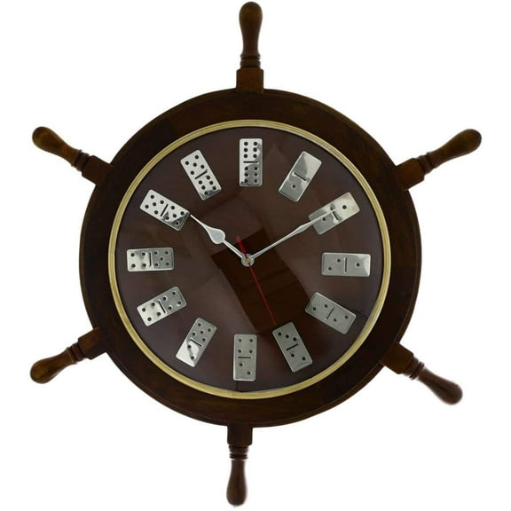 24" Wooden Clock Ship Wheel (Dice Style Dial)