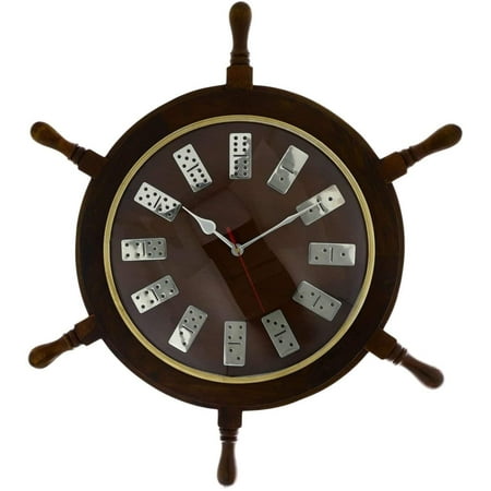24" Wooden Clock Ship Wheel (Dice Style Dial)