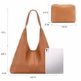 thumbnail image 5 of Montana West Hobo Bag Purses for Women Soft Slouchy Shoulder Handbags Tote with Pouch, Light Brown, 5 of 6