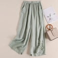 thumbnail image 2 of Soyumi Women Linen Pants Summer 2026 High Waist Comfy Gauze Slacks Lightweight Casual Loose Trousers with Pockets, Green, 2 of 3